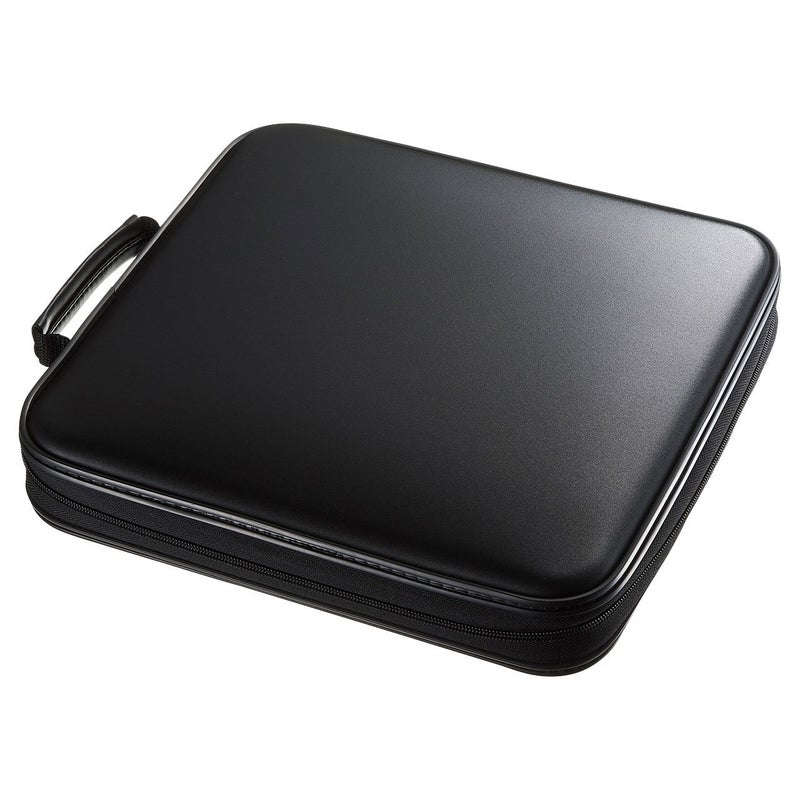 SANWA 160 Capacity CD Case, Large CD Sleeves, Portable DVD VCD Storage Box, Portable Zipper Bag, EVA Protective Blu-ray Wallet with Handle, For Car, Home, Office, Games Disc, Audio Music, Black - Image 1